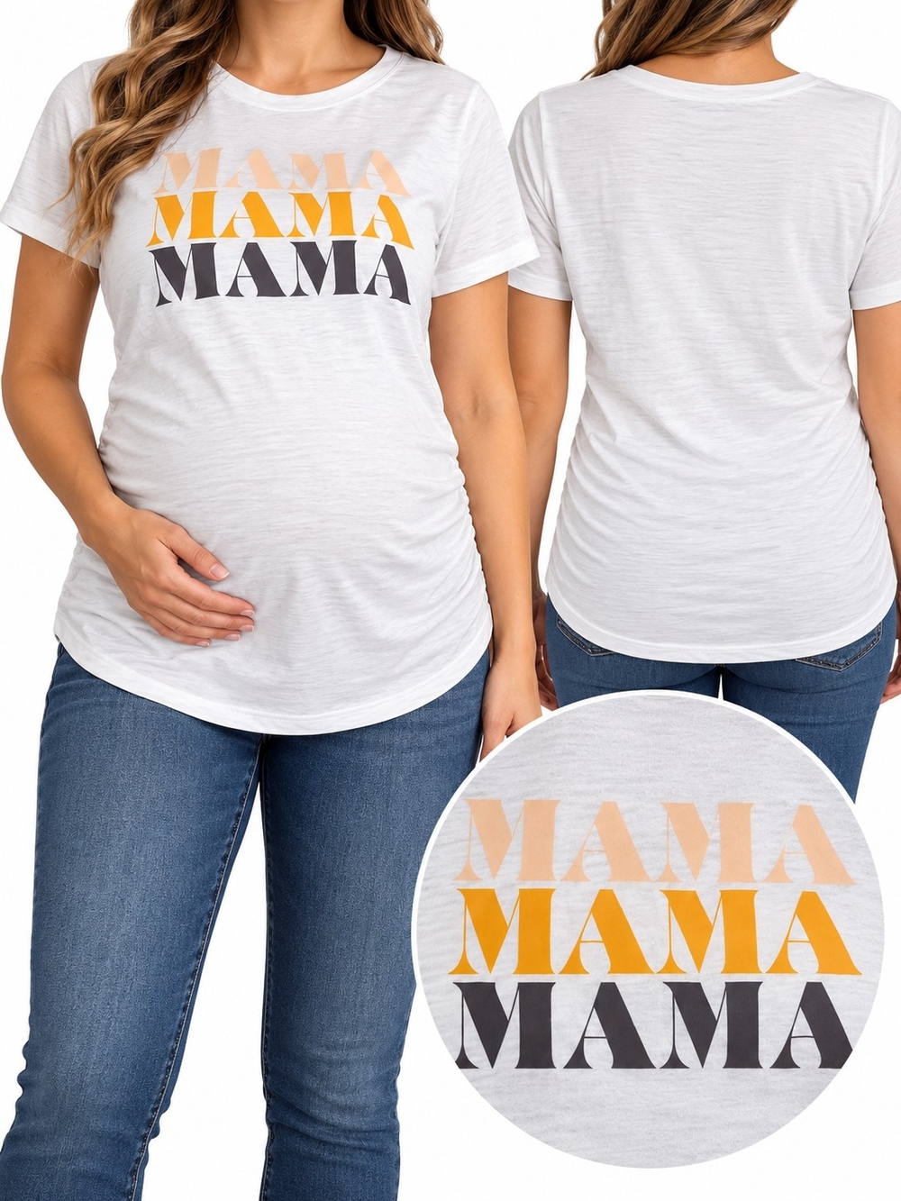 Isabel Maternity by Ingrid & Isabel White Tee with Yellow & Black 'MAMA' Graphic